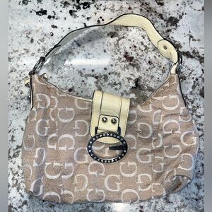 GUESS Y2K Monogram Mini Shoulder Bag with Rhinestone G